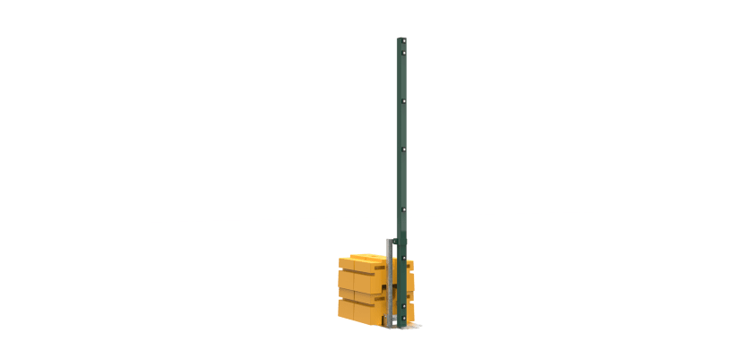 2.4m high RapidShield End post and Ballast Block - Green Finish