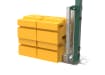 Close up of the 2.4m high RapidShield End post and Ballast Block - Green Finish