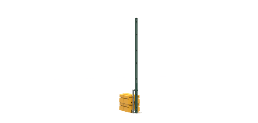 3.0m high RapidShield End post and Ballast Block - Green Finish
