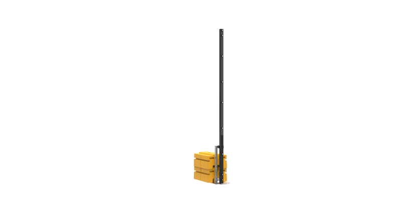 3.0m high RapidShield End post and Ballast Block - Black Finish