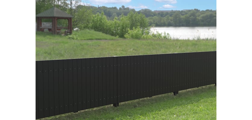 Black Recycled Plastic Closed Board Fencing Installed 