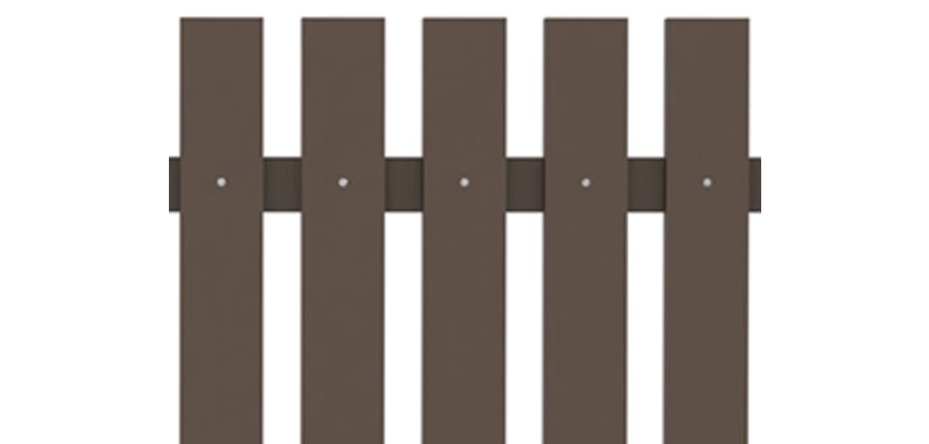 Close up of brown Recycled Plastic Picket Pale Fencing