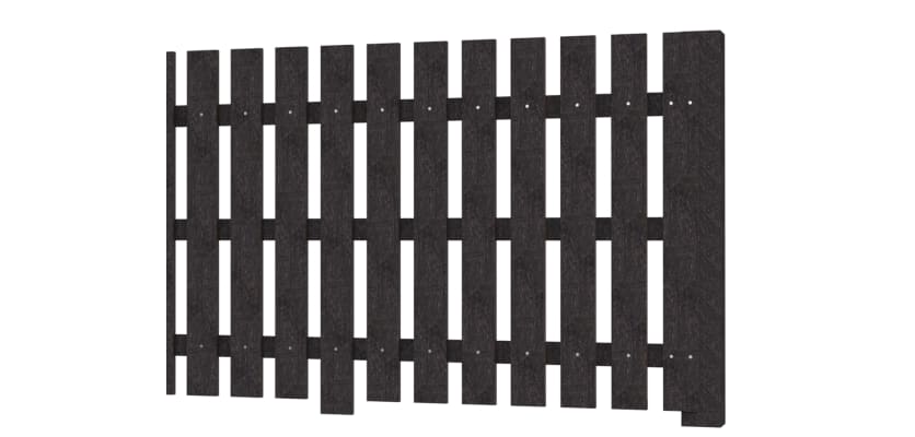 Black Flat Top Centre Pale in Recycled Plastic Picket Pale Fencing system