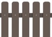 Close up of brown picket pale fencing