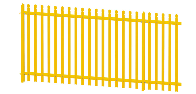1.2m High Round and Notched Yellow Palisade Security Fencing Kit