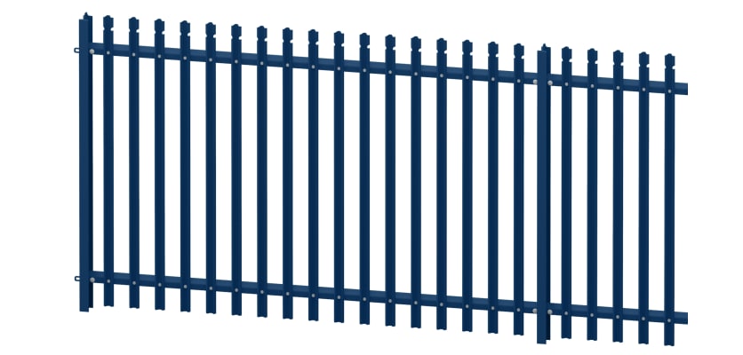 1.2m High Round and Notched Blue Palisade Security Fencing Kit