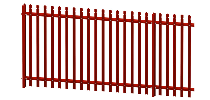 1.2m High Round and Notched Red Palisade Security Fencing Kit