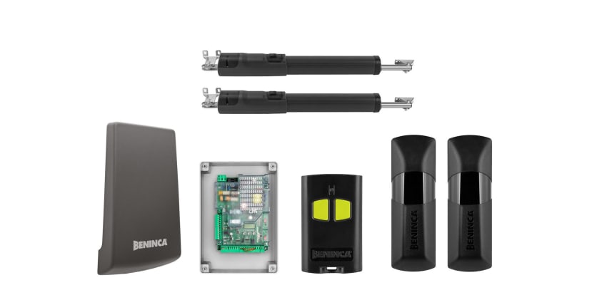 All of the Items that are included in the KTOM402ME Telescopic Double Leaf Swing Gate Operator Kit