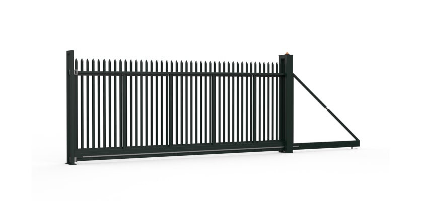 An FFL 200 Manual Palisade Cantilever Gate in Black