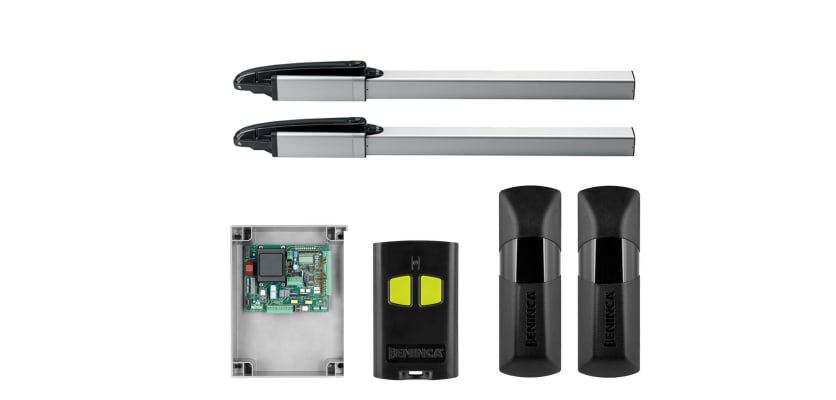 All of the Components that are included in the CAB Hydro KHD 35 Hydraulic Double Leaf Swing Gate Operator Kit 