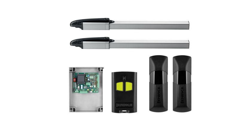 All of the components which are included with the CAB Hydro KHD 35AC Hydraulic Double Leaf Swing Gate Operator Kit