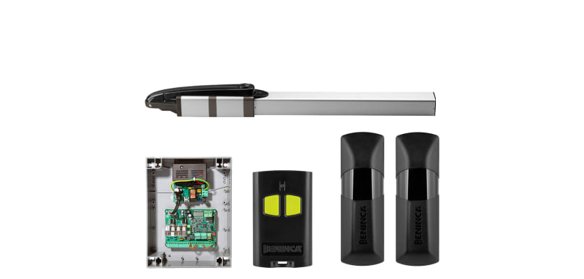 All of the components which are included in the CAB Hydro KSHD 3524EAC Hydraulic Single Leaf Swing Gate Operator Kit 