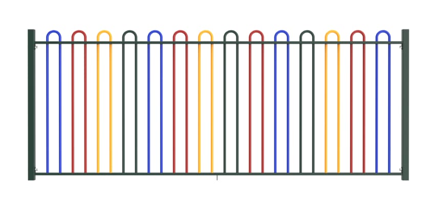 A full bay of the 1.0m High Envirorail Bow Top Child Safe Railings