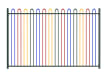 A Head on view of the 1.2m High EnviroRail Child Safe Bow Top Railings with a Multicoloured Finish