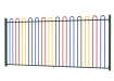 An angled View of the 1.8m High EnviroRail Bow Top Child Safe Railings with Multicoloured finish