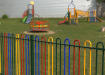 A Close up of the 1.8m High EnviroRail Bow Top Play Sec Railings with Multicoloured Finish