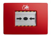 A Close up view of the Ajax Fire Call Point Emergency Red button
