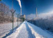 Y Shaped Barbed Wire Bracket for mesh fencing with Barbed Wire in the snow