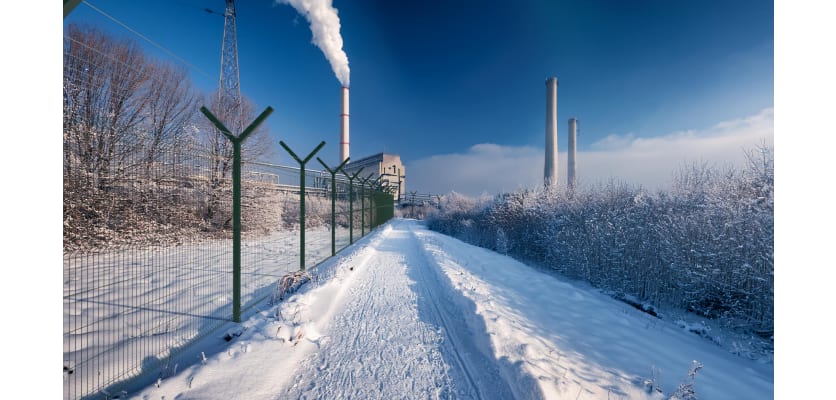 Y Shaped Barbed Wire Bracket for mesh fencing in the snow