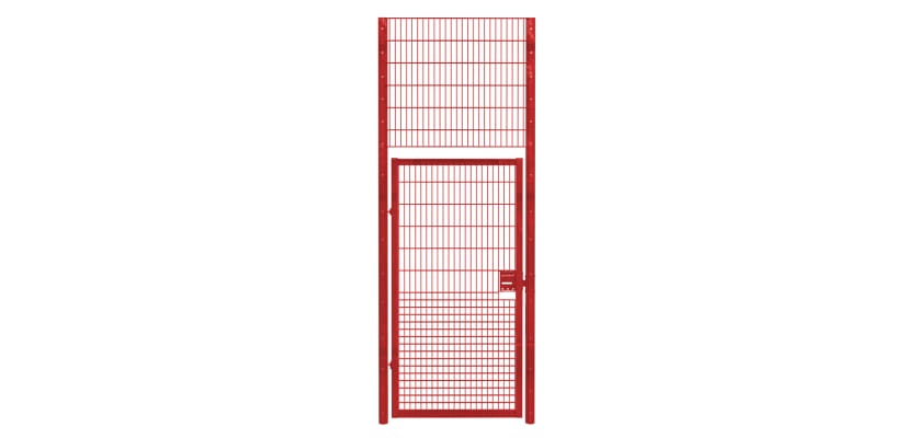868 Rebound Mesh Single Leaf Gate Kit in a sleek black finish, showcasing its sturdy construction and 1.2m width x 3.6m height dimensions, perfect for secure fencing solutions.