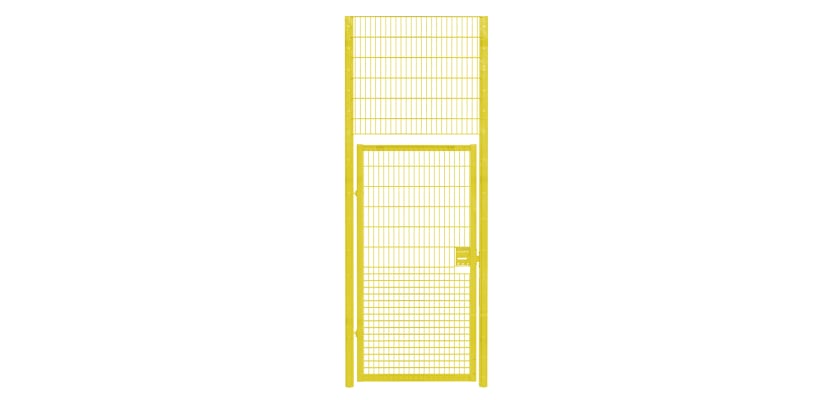 Rebound mesh single leaf gate kit with dimensions 1.2m wide and 3.6m high, featuring strong mesh construction for enhanced security and visibility.