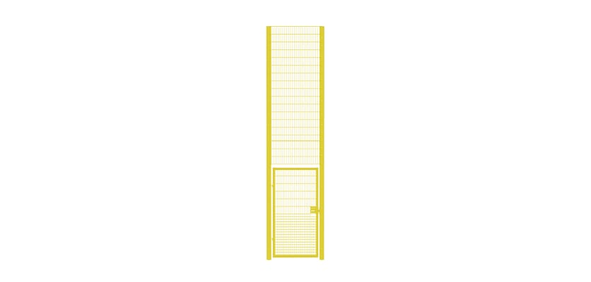 Single leaf gate kit designed for durability, featuring a mesh construction, measuring 1.2 meters wide and 6.0 meters high.