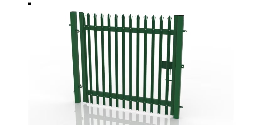 2.4m x 4.5m green single leaf palisade gate