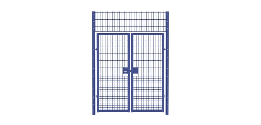 Double leaf gate kit featuring a robust mesh design, measuring 2.0m wide and 3.0m high, ideal for secure access solutions.