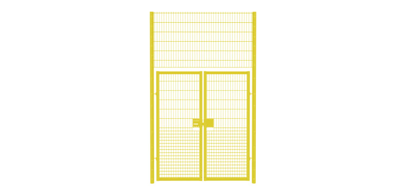Double leaf gate kit featuring durable rebound mesh, measuring 2.0m wide and 3.6m high, designed for secure outdoor access.