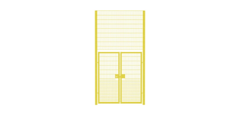 Heavy-duty double leaf gate kit featuring reinforced mesh design, measuring 2.0 meters wide by 4.2 meters high, suitable for secure entry and durability.