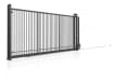 Black Automated Tracked Sliding Gate with vertical infill 