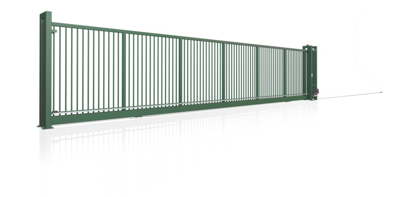 12m Wide Automated with Vertical Bar Infill in Green finish