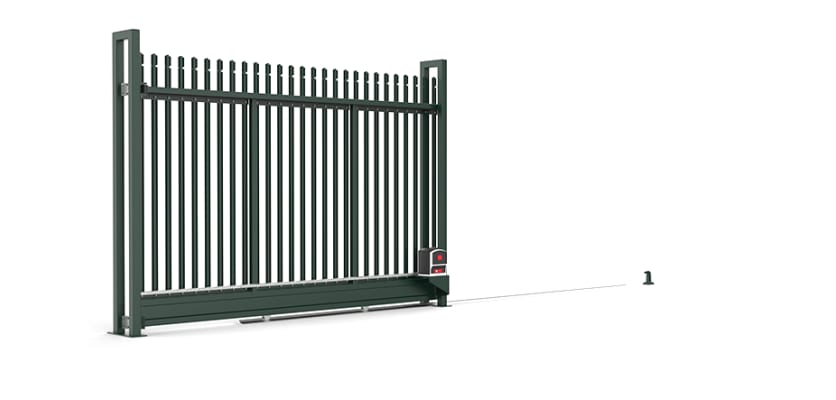  Green Automated Palisade Tracked Sliding Gate with Round and Notched Infill