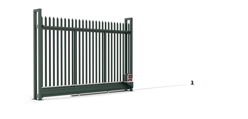 Green  Automated Palisade Tracked Sliding Gate with Single Point Infill
