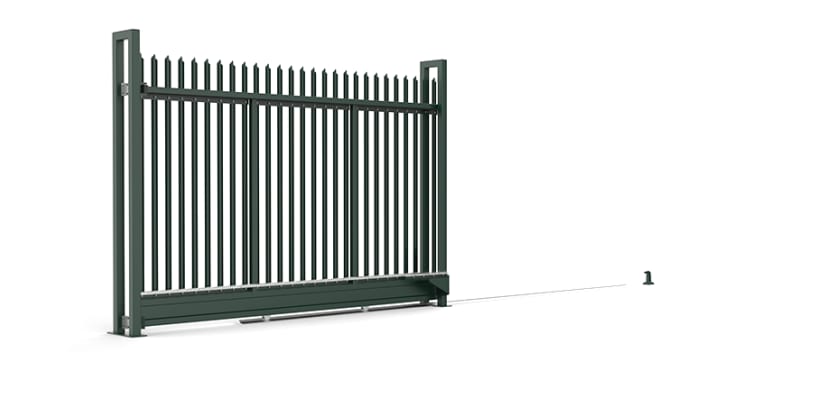  Manual Palisade Tracked Sliding Gate with single point pale in green