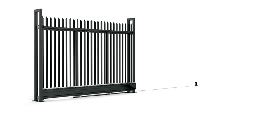Manual Palisade Tracked Sliding Gate with Single Point Pale Infill - Black