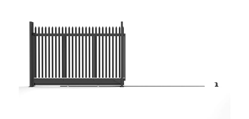 Black Manual Palisade Tracked Sliding Gate with Triple Point Palisade Infill