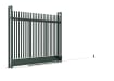 Manual Palisade Tracked Sliding Gate with Round and Notched Pale Infill - Green