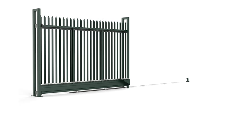 Green Manual Palisade Tracked Sliding Gate with Triple Point Palisade Infill