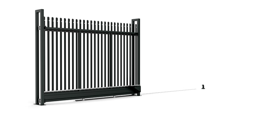 Manual Palisade Tracked Sliding Gate with Round and Notched Pale Infill - Black