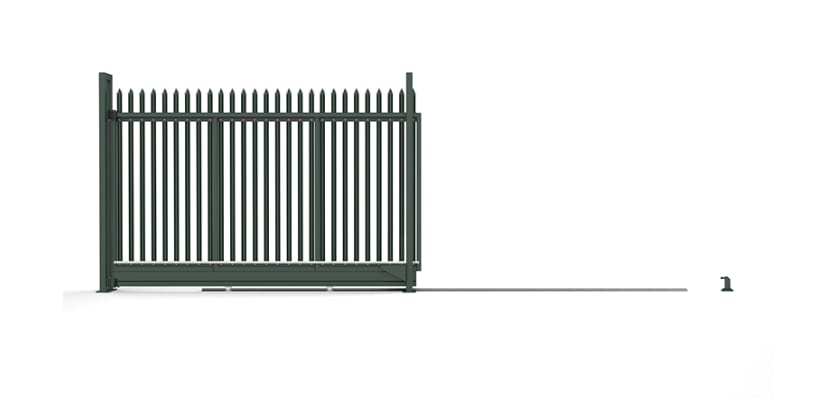 Manual Palisade Tracked Sliding Gate with Triple Point Palisade Infill in Green Finish