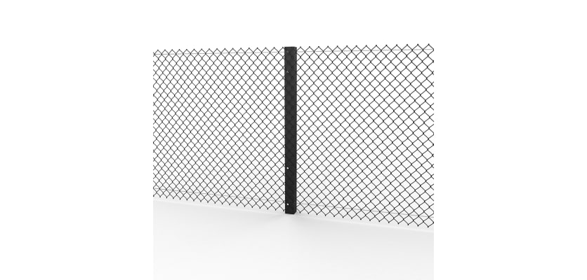 Black Steel Intermediate Post installed in chain link system
