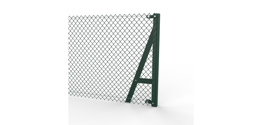 Green Steel End Strainer Post with chain link mesh