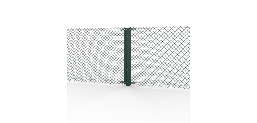 Green Steel Two-Way Strainer Post Kit with mesh fencing
