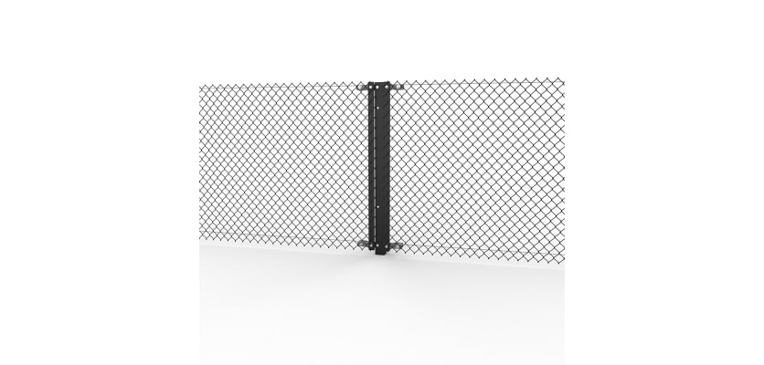 Black Steel Two-Way Strainer Post Kit with mesh fencing