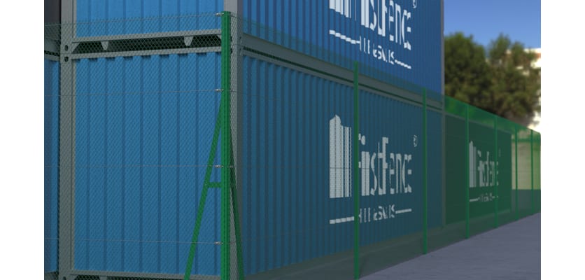 Chain Link System with Steel Posts around storage unit 
