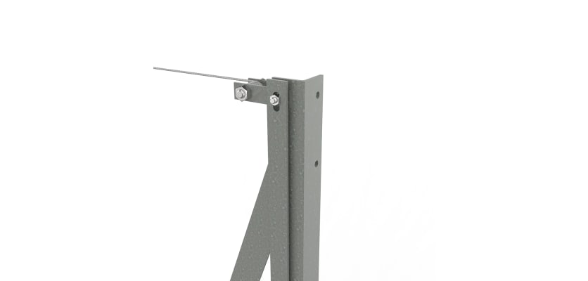Close up of End Strainer in galvanised finish