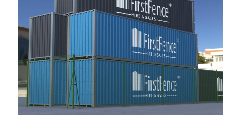 Green Chain Link System with Steel Posts are storage unit 