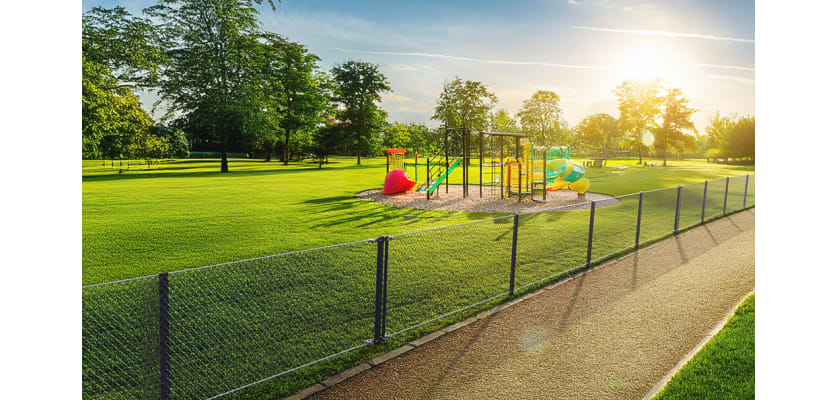 Chain Link System with Steel Posts  around playground 