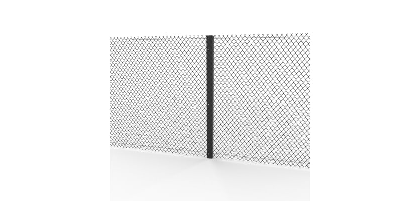 Black Steel Intermediate Post installed in chain link fencing system 